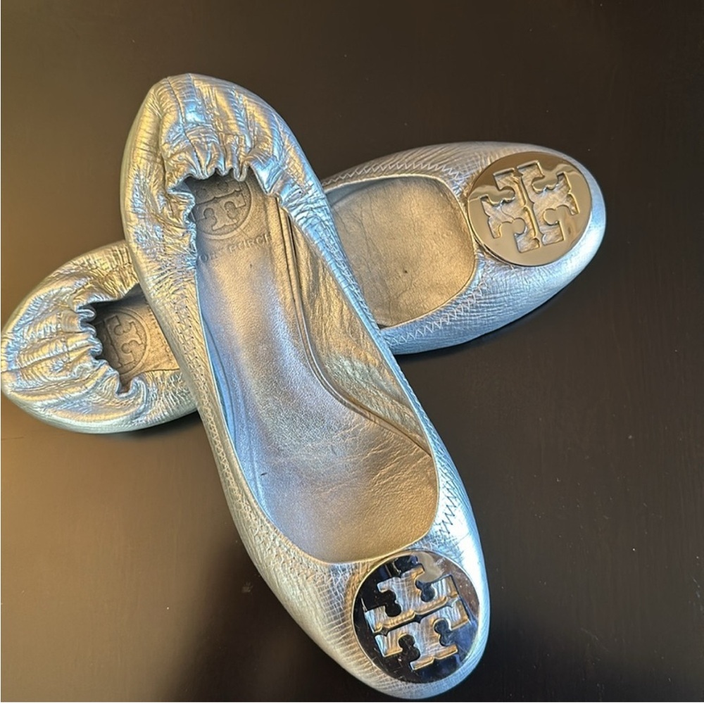 Tory Burch Silver Ballet Flats